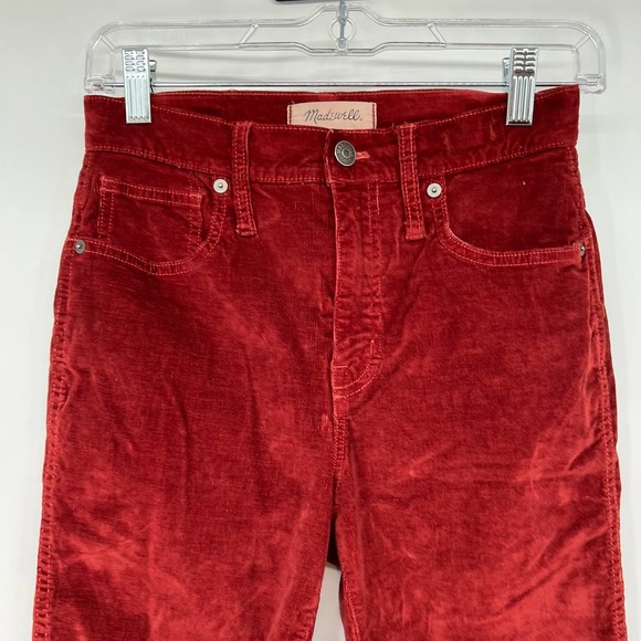 Madewell 10" High-Rise Skinny Cords Corduroy Pants Women's Size 26T Rust Orange - Picture 4 of 9